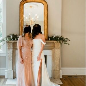 Mac Duggal Blush and White Maxi Dresses